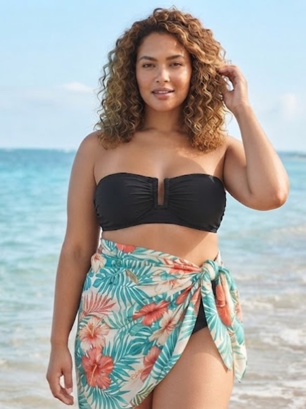 DKNY Black Strapless U-Wire Bikini Top Size L NWT - Picture 2 of 5
